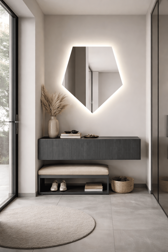 Oglindă LED Diamant Premium 80×90 cm, Touch, 3 Tipuri Lumină - Calda, Rece, Naturala, Dimabile - imagine 8