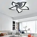 Lustră LED 5 Petale Negre, 120W, Telecomandă, 3 Tipuri de Lumina, Dimabilă - imagine 5