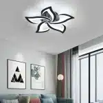 Lustră LED 5 Petale Negre, 120W, Telecomandă, 3 Tipuri de Lumina, Dimabilă - imagine 6