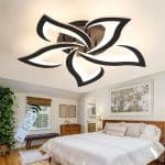 Lustră LED 5 Petale Negre, 120W, Telecomandă, 3 Tipuri de Lumina, Dimabilă