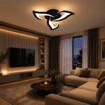 Lustră LED 3 Petale Negru 42W cu Telecomandă, Dimabilă, 3 Tipuri de Lumină - imagine 2