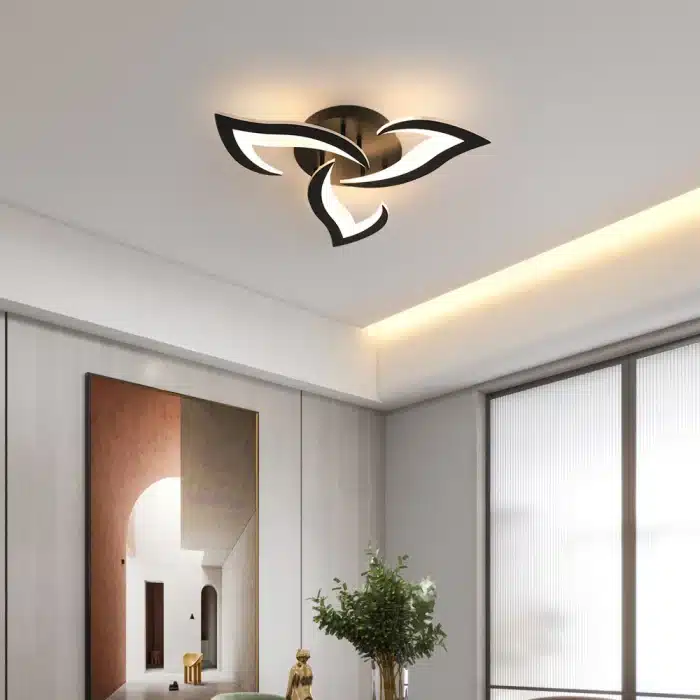 Lustră LED 3 Petale Negru 42W cu Telecomandă, Dimabilă, 3 Tipuri de Lumină - imagine 5
