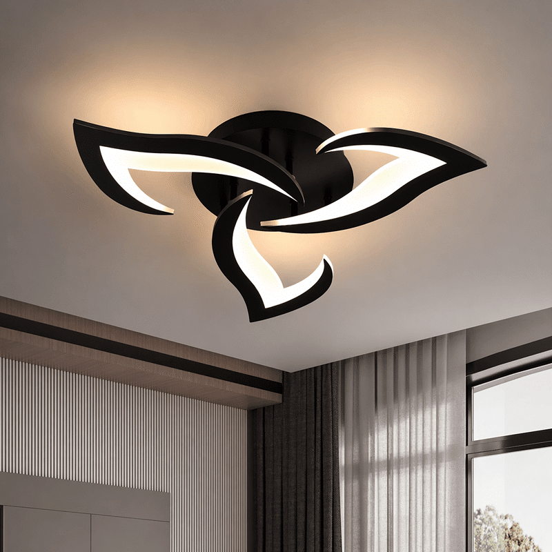 Lustră LED 3 Petale Negru 42W cu Telecomandă, Dimabilă, 3 Tipuri de Lumină (2) Lustră LED 3 Petale Negru 42W cu Telecomandă, Dimabilă, 3 Tipuri de Lumină - imagine 1