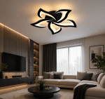 Lustră LED 5 Petale Negru 120W cu Telecomandă, Dimabilă, 3 Tipuri de Lumină - imagine 2