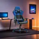 Scaun Gaming PREMIUM Immersion Chairs Blue BOC-778, Negru-Albastru - imagine 7