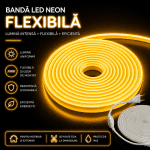Bandă LED Lumina Aurie, Siliconata FCOB 230V 10W/m IP65 – Lumină Continuă, Vânzare la Metru - Gold