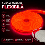 Bandă LED Lumina Rosie, Siliconata FCOB 230V 10W/m IP65 – Lumină Continuă, Vânzare la Metru