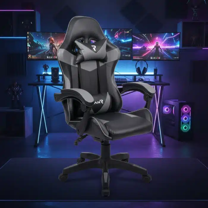 Scaun Gaming, Birou Profesional Tron Thrones Grey, Reglabil, Gri/Negru - imagine 5