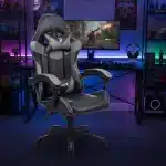 Scaun Gaming, Birou Profesional Tron Thrones Grey, Reglabil, Gri/Negru - imagine 4