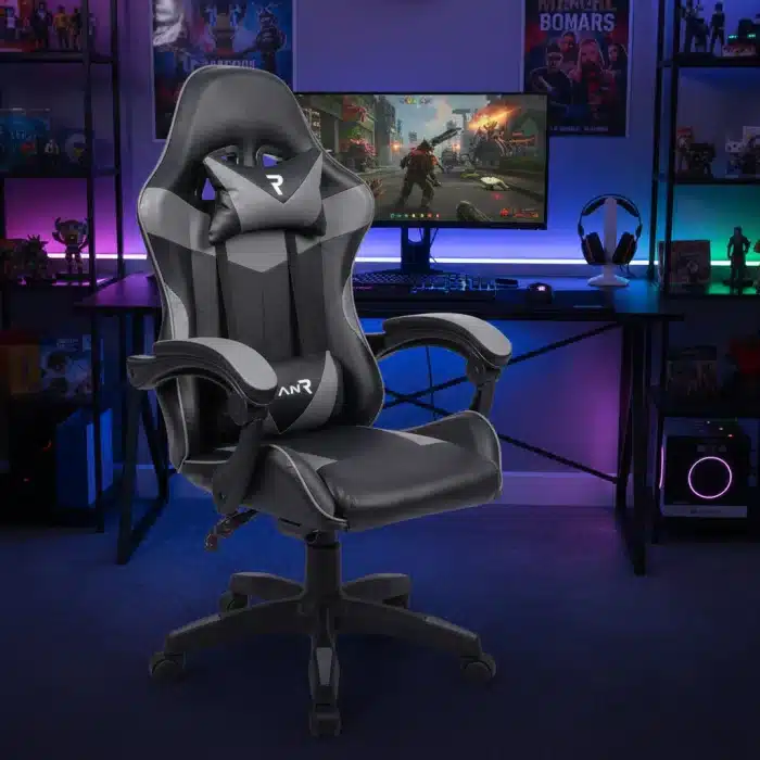 Scaun Gaming, Birou Profesional Tron Thrones Grey, Reglabil, Gri/Negru - imagine 4