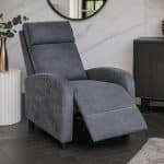 Fotoliu Recliner Premium din Stofă Gri Închis – Confort și Relaxare Modernă