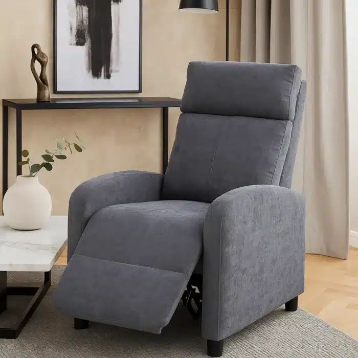 Fotoliu Recliner Premium din Stofă Gri Închis – Confort și Relaxare Modernă - imagine 4