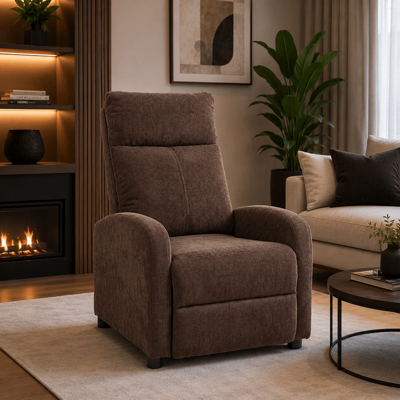 Fotoliu Recliner Premium din Stofă Maro – Confort și Relaxare Modernă Fotoliu Recliner Premium din Stofă Maro – Confort și Relaxare Modernă - imagine 1