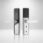 Încuietoare Smart pentru Ușă Cyber Argintie cu Amprentă, PIN, Card, Aplicație Tuya și Cheie - imagine 2