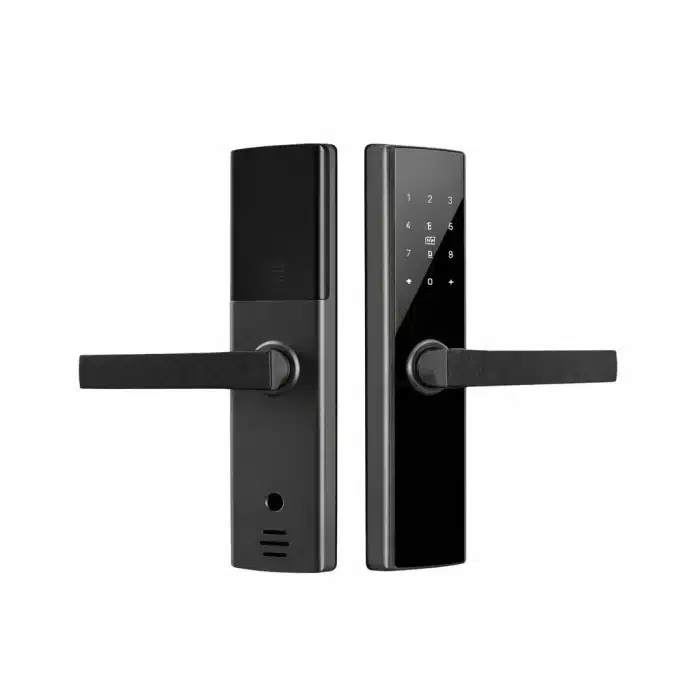 Încuietoare Smart pentru Ușă Cyber Neagră cu Amprentă, PIN, Card, Aplicație Tuya și Cheie - imagine 5