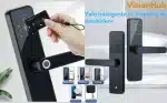 Încuietoare Smart pentru Ușă Cyber Neagră cu Amprentă, PIN, Card, Aplicație Tuya și Cheie - imagine 3