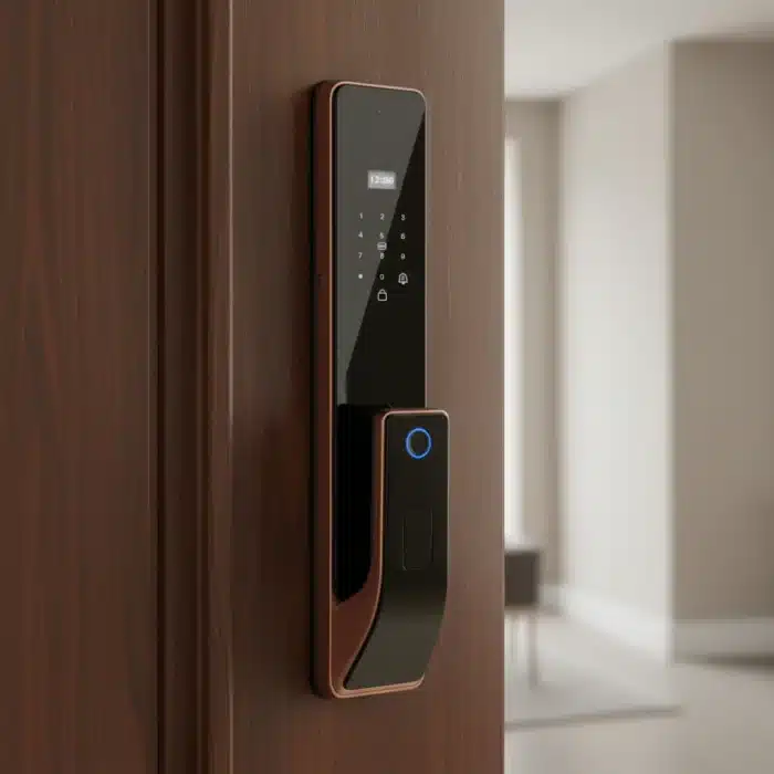 Încuietoare Smart pentru Ușă VELLA Negru-Auriu cu Amprentă, PIN, Card și Cheie - imagine 2