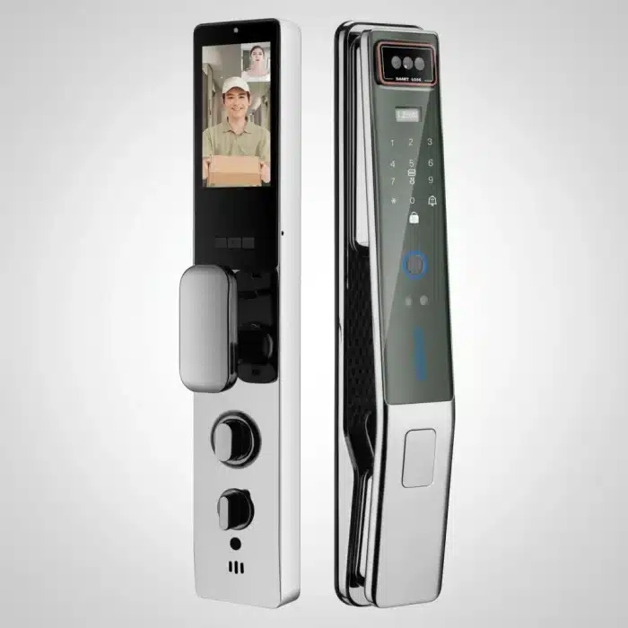 Încuietoare Smart pentru Ușă cu Recunoaștere Facială, Amprentă și Tuya, Negru - Argintiu - imagine 5
