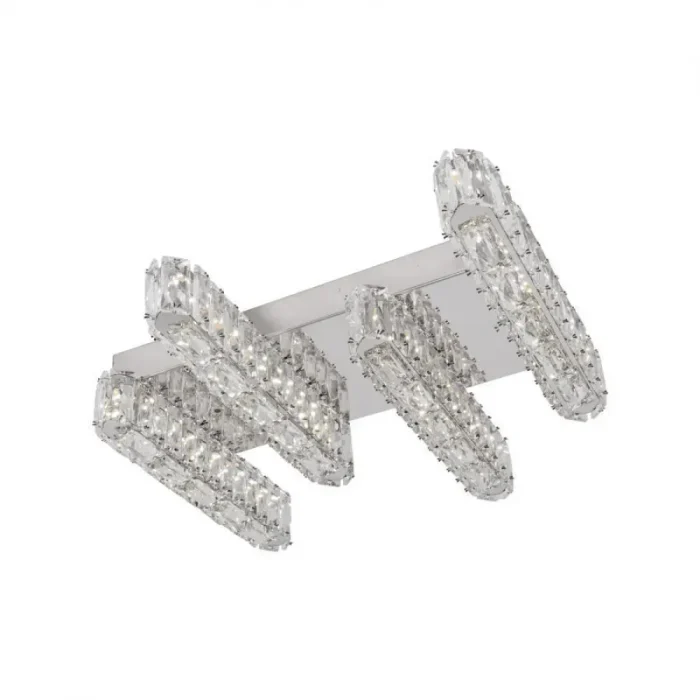 Lustră LED Priscila cu Telecomandă, 80W, Cristal și Crom – Design Modern Elegant - imagine 3