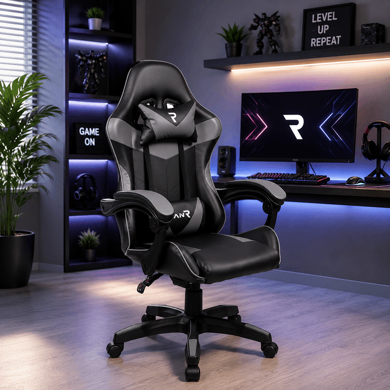Scaun Gaming, Birou Profesional Tron Thrones Grey, Reglabil, Gri:Negru Scaun Gaming, Birou Profesional Tron Thrones Grey, Reglabil, Gri/Negru - imagine 1