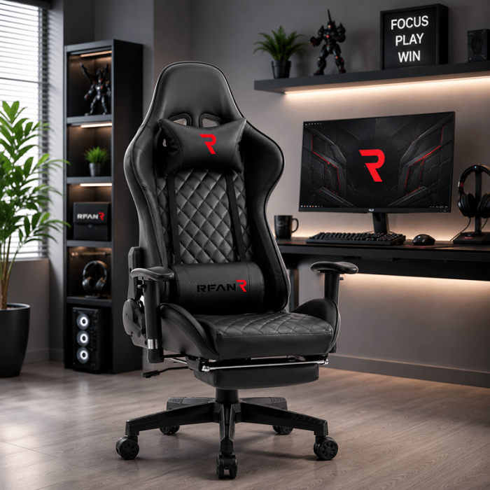 Scaun Gaming GalacticGlide Black, Ergonomic, Premium, Negru