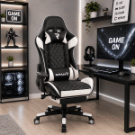 Scaun Gaming GalacticGlide Black-White WF-6039, Recliner, Spătar Reglabil 150°, Alb, Negru
