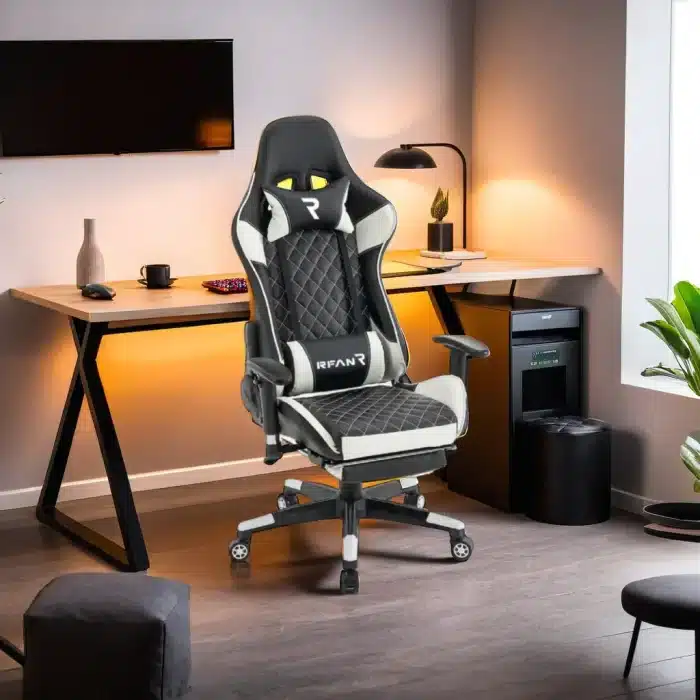Scaun Gaming GalacticGlide Black-White WF-6039, Recliner, Spătar Reglabil 150°, Alb, Negru - imagine 3