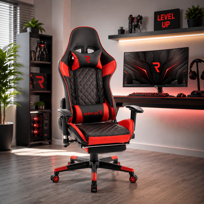 Scaun Gaming GalacticGlide Red WF-6039, Ergonomic, Roșu