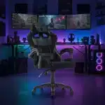 Scaun Gaming Tron Thrones Blue-Black, Recliner, Spătar Reglabil 150°, Negru - imagine 10