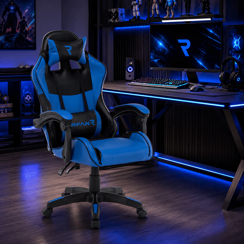 Scaun Gaming Tron Thrones Blue-Black, Recliner, Spătar Reglabil 150°, Negru, Albastru Scaun Gaming Tron Thrones Blue-Black, Recliner, Spătar Reglabil 150°, Negru, Albastru - imagine 1