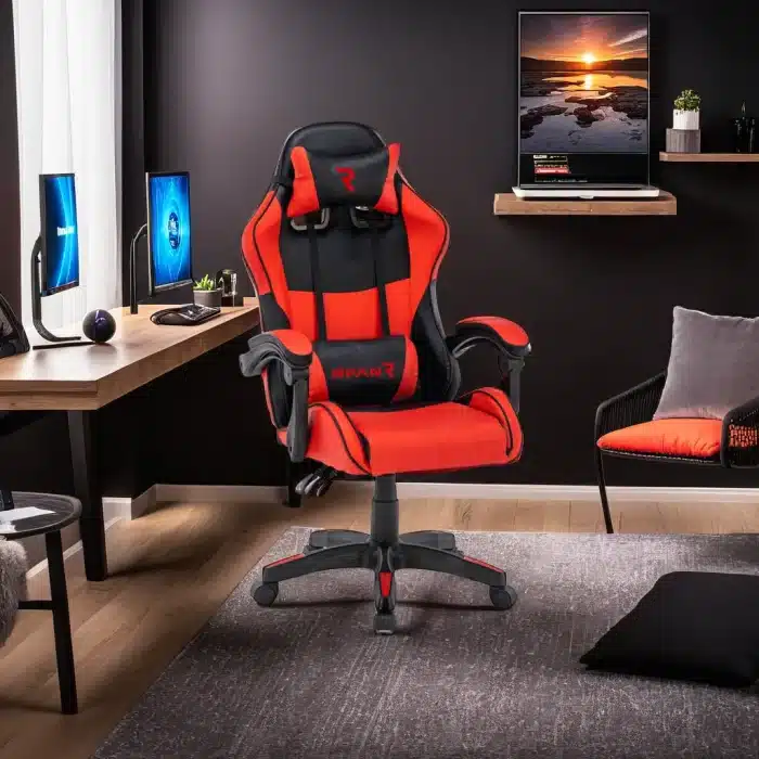 Scaun Gaming Tron Thrones Blue-Black, Recliner, Spătar Reglabil 150°, Negru, Rosu - imagine 5