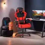 Scaun Gaming Tron Thrones Blue-Black, Recliner, Spătar Reglabil 150°, Negru, Rosu - imagine 3