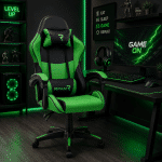 Scaun Gaming Tron Thrones Green-Black, Recliner, Spătar Reglabil 150°, Verde, Negru - imagine 4