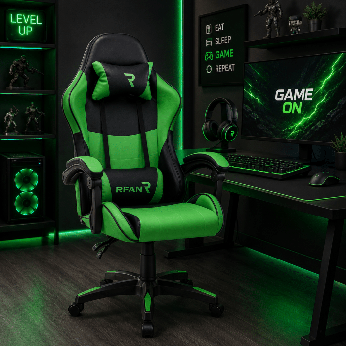 Scaun Gaming Tron Thrones Green-Black, Recliner, Spătar Reglabil 150°, Verde, Negru - imagine 4