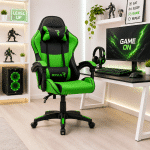 Scaun Gaming Tron Thrones Green-Black, Recliner, Spătar Reglabil 150°, Verde, Negru