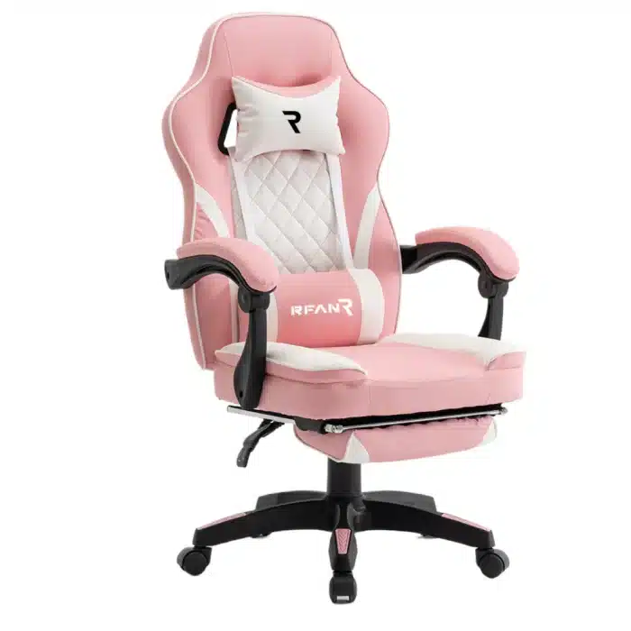 Scaun Gaming WF-6028 Roz, Reglabil, Suport Lombar și Cervical - imagine 10