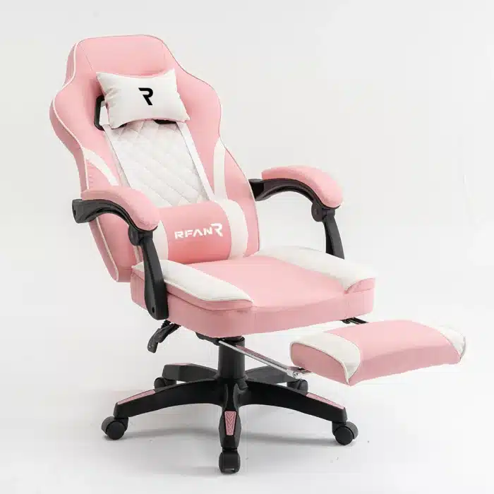 Scaun Gaming WF-6028 Roz, Reglabil, Suport Lombar și Cervical - imagine 8