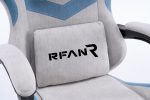 Scaun Gaming WF-606 Gri-Albastru, Reglabil, Suport Lombar și Cervical - imagine 9