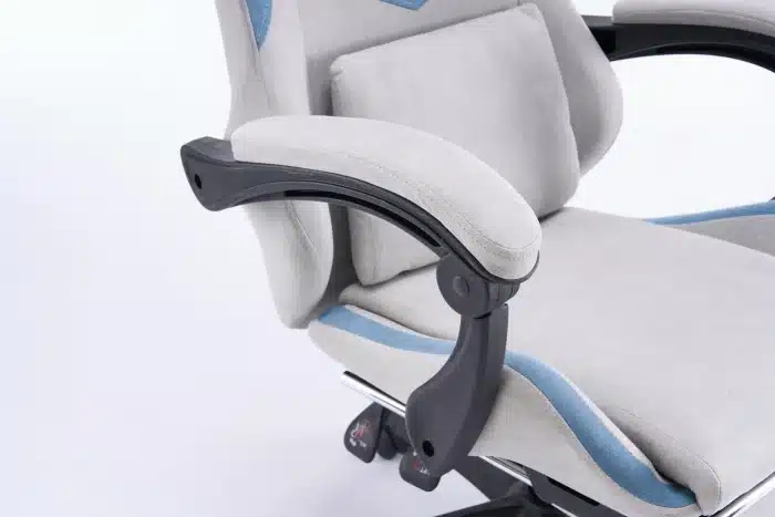 Scaun Gaming WF-606 Gri-Albastru, Reglabil, Suport Lombar și Cervical - imagine 3