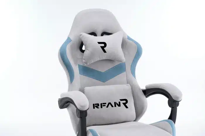 Scaun Gaming WF-606 Gri-Albastru, Reglabil, Suport Lombar și Cervical - imagine 8