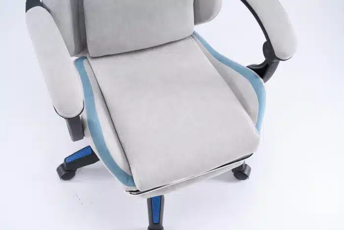Scaun Gaming WF-606 Gri-Albastru, Reglabil, Suport Lombar și Cervical - imagine 5