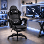 Scaun Gaming WF-606 Negru, Reglabil, Suport Lombar și Cervical