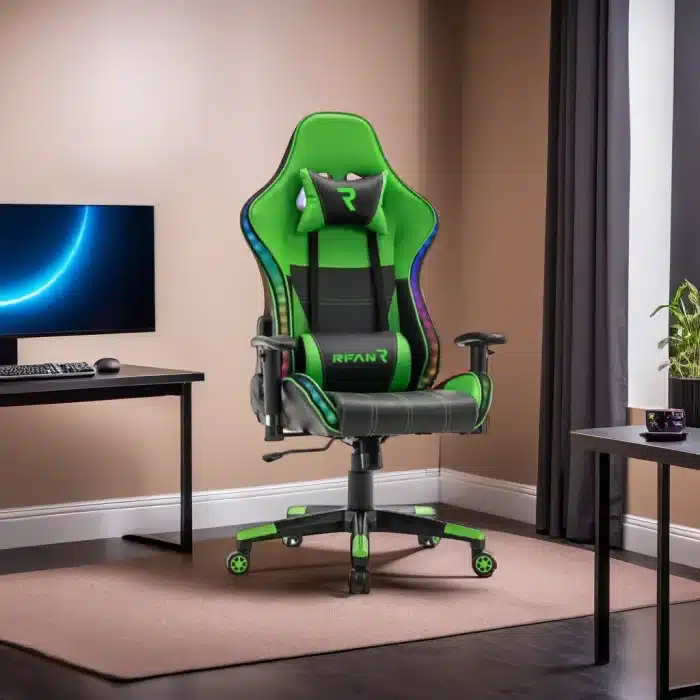 Scaun de Gaming PREMIUM Immersion Chairs Green BOC-778 – Ergonomic și Recliner, Verde, Negru, Lumini RGB si Boxa Muzixa, Conectare Bluethooth - imagine 7