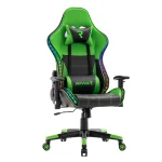 Scaun de Gaming PREMIUM Immersion Chairs Green BOC-778 – Ergonomic și Recliner, Verde, Negru, Lumini RGB si Boxa Muzixa, Conectare Bluethooth - imagine 2