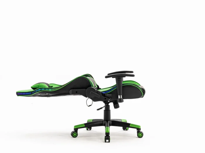Scaun de Gaming PREMIUM Immersion Chairs Green BOC-778 – Ergonomic și Recliner, Verde, Negru, Lumini RGB si Boxa Muzixa, Conectare Bluethooth - imagine 5