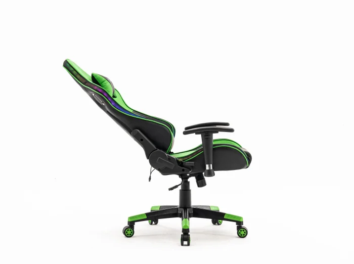 Scaun de Gaming PREMIUM Immersion Chairs Green BOC-778 – Ergonomic și Recliner, Verde, Negru, Lumini RGB si Boxa Muzixa, Conectare Bluethooth - imagine 4