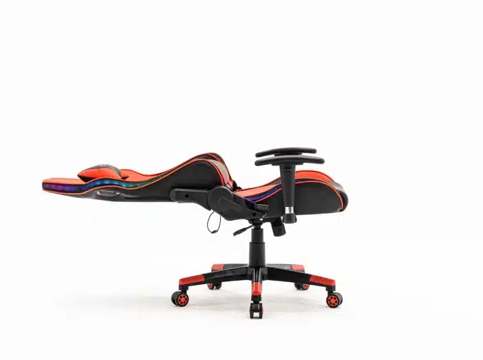 Scaun de Gaming PREMIUM Immersion Chairs Red BOC-778 – Ergonomic și Recliner, Rosu, Negru, Lumini RGB si Boxa Muzixa, Conectare Bluethooth - imagine 3