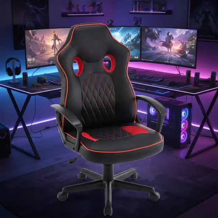 Scaun de Gaming Reglabil Professional NexaGlide WF-6040 Red – Ergonomic și Recliner, Rosu, Negru - imagine 2