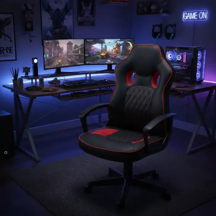 Scaun de Gaming Reglabil Professional NexaGlide WF-6040 Red – Ergonomic și Recliner, Rosu, Negru - imagine 4