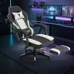 Scaun de Gaming Reglabil Professional WF-6028 Black & White cu Suport Picioare, Alb, Negru - imagine 17